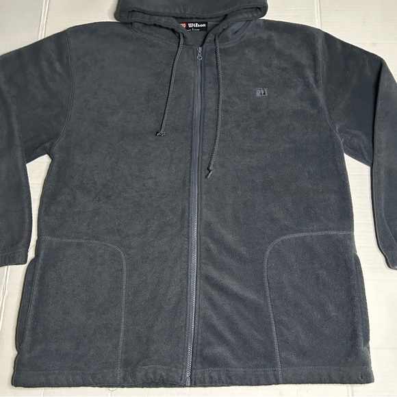 Vintage 90s Wilson Fleece Hoodie Jacket Men’s Large Charcoal Grey - Picture 5 of 11